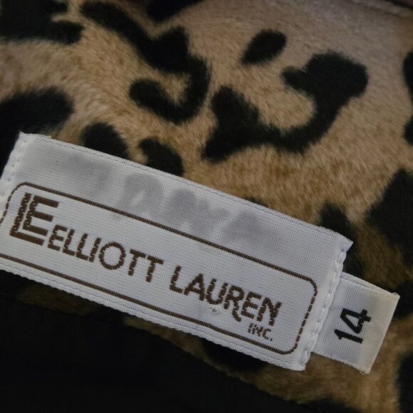 Elliott Lauren Vintage 80's Faux Fur Leopard Open Front Cropped Jacket Size 14 - Picture 4 of 5